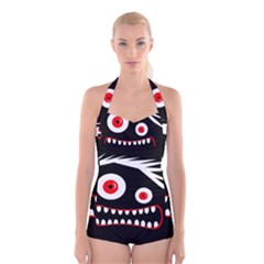 Crazy Monster Boyleg Halter Swimsuit  by Valentinaart