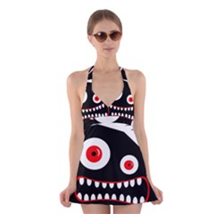 Crazy Monster Halter Swimsuit Dress by Valentinaart