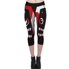 Zombie Face Capri Leggings  by Valentinaart