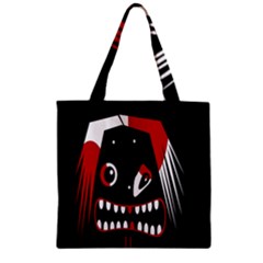 Zombie Face Zipper Grocery Tote Bag by Valentinaart