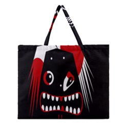 Zombie Face Zipper Large Tote Bag by Valentinaart