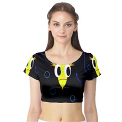 Yellow Fish Short Sleeve Crop Top (tight Fit) by Valentinaart