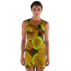 Brown Pattern Wrap Front Bodycon Dress by Valentinaart