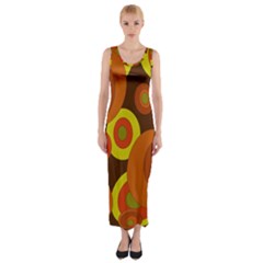 Orange Pattern Fitted Maxi Dress by Valentinaart