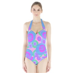 Pink Pattern Halter Swimsuit by Valentinaart