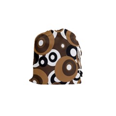 Brown Pattern Drawstring Pouches (small)  by Valentinaart