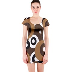 Brown Pattern Short Sleeve Bodycon Dress by Valentinaart