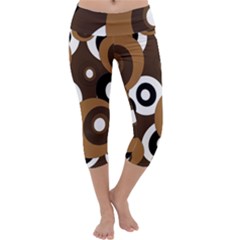 Brown Pattern Capri Yoga Leggings by Valentinaart