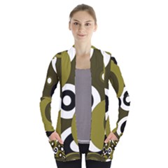 Green Pattern Women s Open Front Pockets Cardigan(p194) by Valentinaart