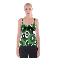 Green Pattern Spaghetti Strap Top by Valentinaart