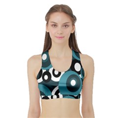 Blue Pattern Sports Bra With Border by Valentinaart