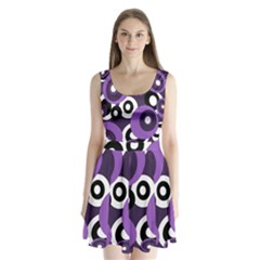 Purple Pattern Split Back Mini Dress  by Valentinaart