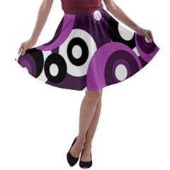 Purple Pattern A-line Skater Skirt by Valentinaart