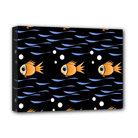 Fish Pattern Deluxe Canvas 16  X 12   by Valentinaart