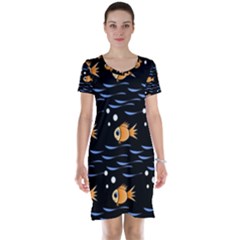 Fish Pattern Short Sleeve Nightdress by Valentinaart