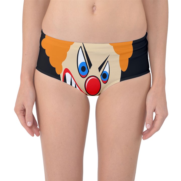 Evil clown Mid-Waist Bikini Bottoms