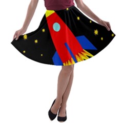 Spaceship A-line Skater Skirt by Valentinaart