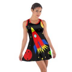 Spaceship Cotton Racerback Dress by Valentinaart