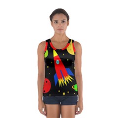 Spaceship Women s Sport Tank Top  by Valentinaart