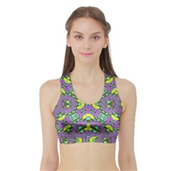 Violet Violin Sports Bra With Border