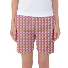 Mod Pink Green Pattern Women s Basketball Shorts by BrightVibesDesign