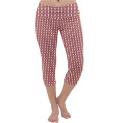 Mod Pink Green Pattern Capri Yoga Leggings