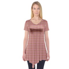 Mod Pink Green Pattern Short Sleeve Tunic 