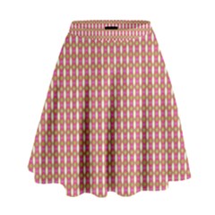 Mod Pink Green Pattern High Waist Skirt