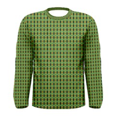 Mod Green Orange Pattern Men s Long Sleeve Tee by BrightVibesDesign