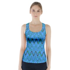 Blue Wavy Squiggles Racer Back Sports Top