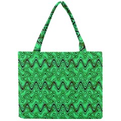 Green Wavy Squiggles Mini Tote Bag