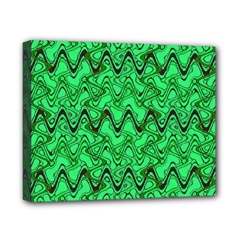 Green Wavy Squiggles Canvas 10  X 8 