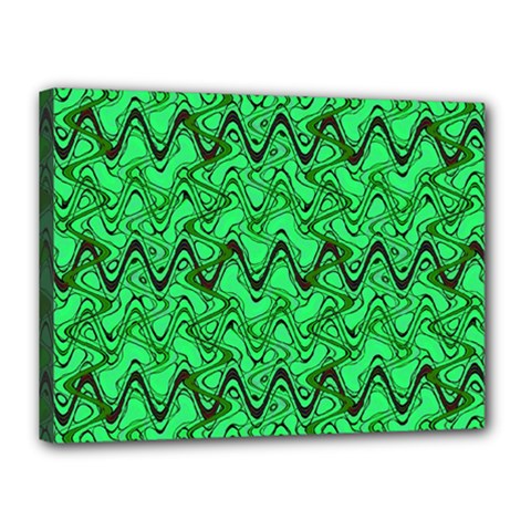 Green Wavy Squiggles Canvas 16  X 12  by BrightVibesDesign