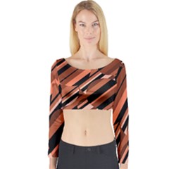 Orange Pattern Long Sleeve Crop Top by Valentinaart