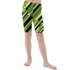 Green Pattern Kid s Mid Length Swim Shorts by Valentinaart