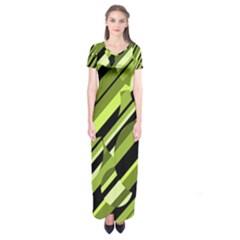 Green Pattern Short Sleeve Maxi Dress by Valentinaart