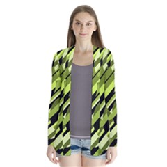 Green Pattern Drape Collar Cardigan by Valentinaart