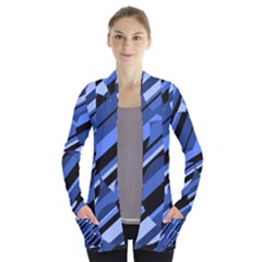 Blue Pattern Women s Open Front Pockets Cardigan(p194) by Valentinaart