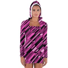 Magenta Pattern Women s Long Sleeve Hooded T-shirt by Valentinaart