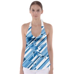 Blue Pattern Babydoll Tankini Top by Valentinaart