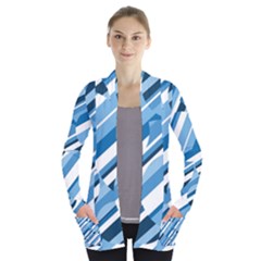 Blue Pattern Women s Open Front Pockets Cardigan(p194) by Valentinaart