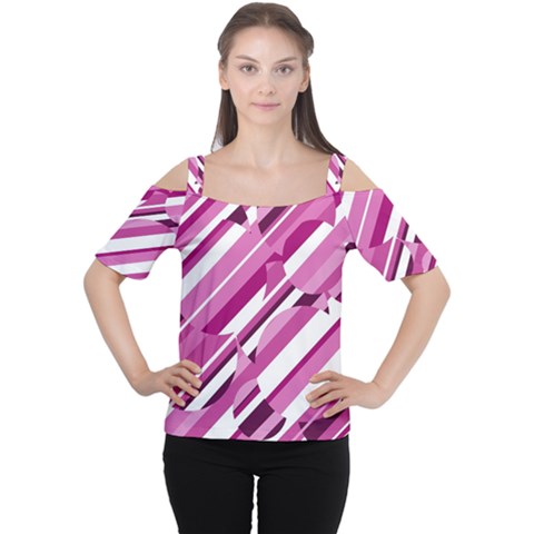 Magenta Pattern Women s Cutout Shoulder Tee by Valentinaart