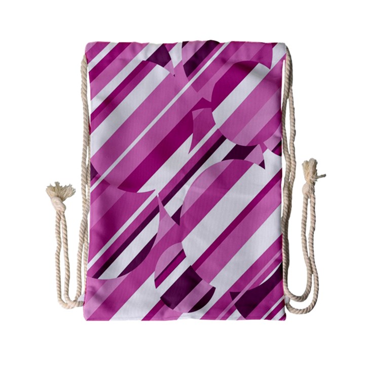 Magenta pattern Drawstring Bag (Small)