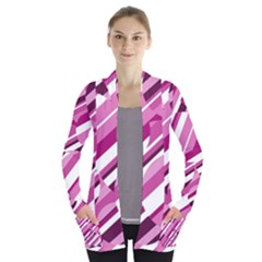 Magenta Pattern Women s Open Front Pockets Cardigan(p194)