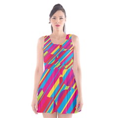 Colorful Summer Pattern Scoop Neck Skater Dress by Valentinaart