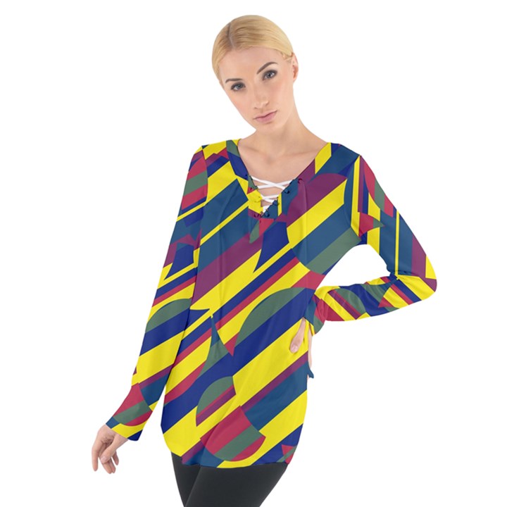 Colorful pattern Women s Tie Up Tee