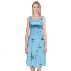 Baby Blue Retro Midi Sleeveless Dress by tjustleft