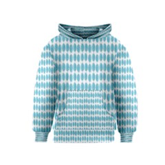 Blue Watercolour Leaf Pattern Kids  Pullover Hoodie