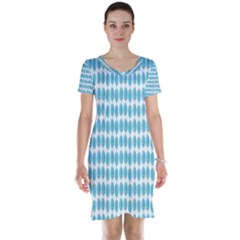 Blue Watercolour Leaf Pattern Short Sleeve Nightdress