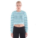 Blue Watercolour Leaf Pattern Women s Cropped Sweatshirt View1